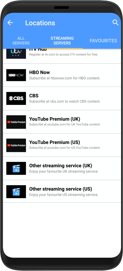 VPNCity streaming servers
